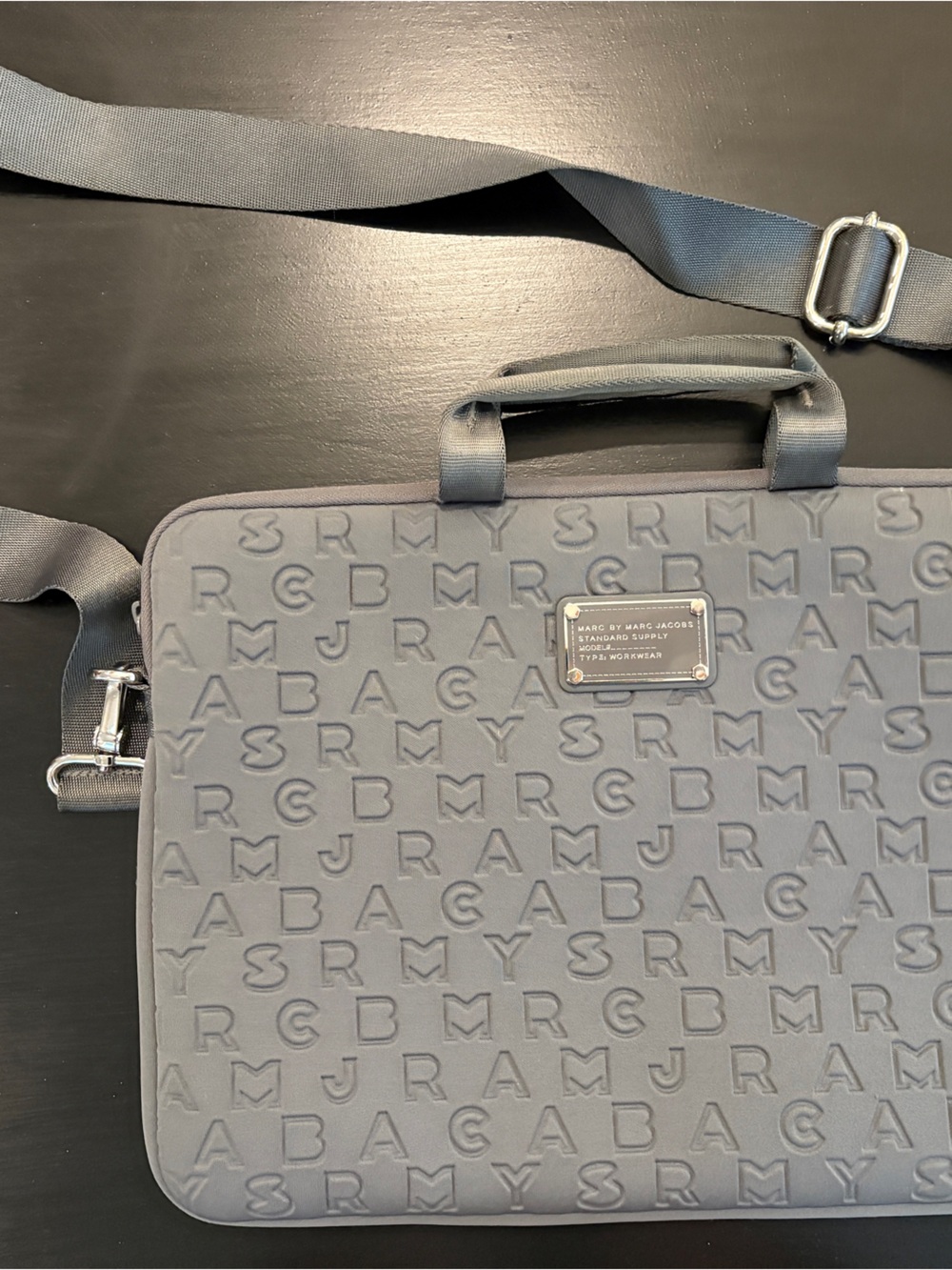 Marc Jacobs Gray Laptop Bag with Adjustable Shoulder Strap